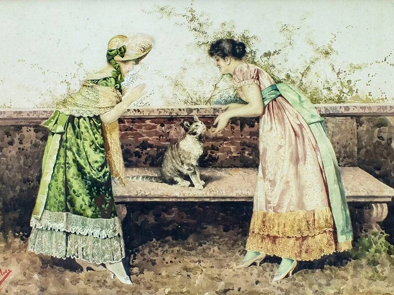 1850-Giovanni Battista Filosa - Signore e gatto